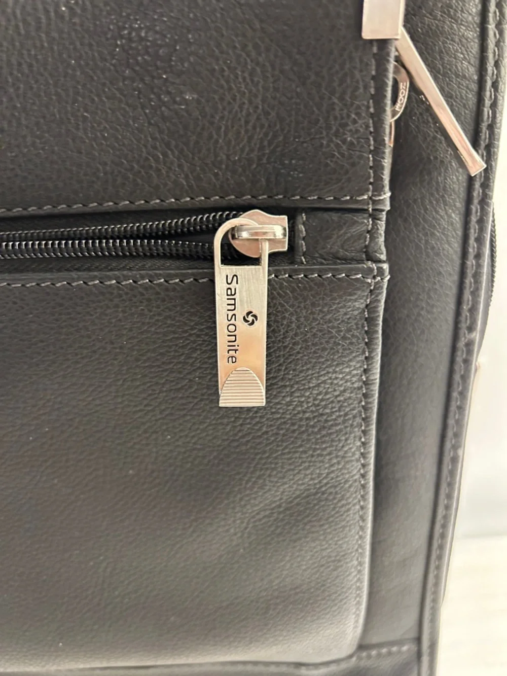 Samsonite Black vinyl Briefcase with Front Zip Pocket